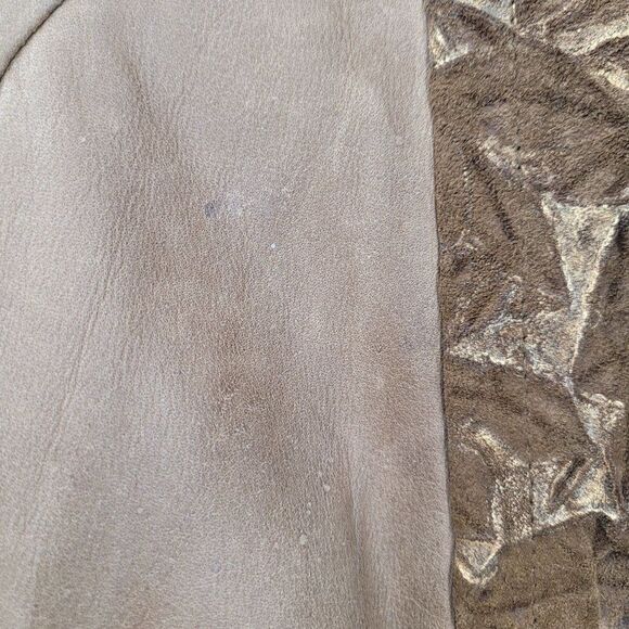 Vintage Alamo Uomo Leather Bomber Jacket L Cognac Crinkle Gold Dolman Cinched - Picture 12 of 15